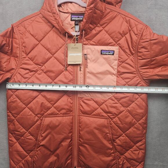 Patagonia Women's Diamond Quilted Bomber Coat Hoody Sienna Clay Size Large - Picture 3 of 9